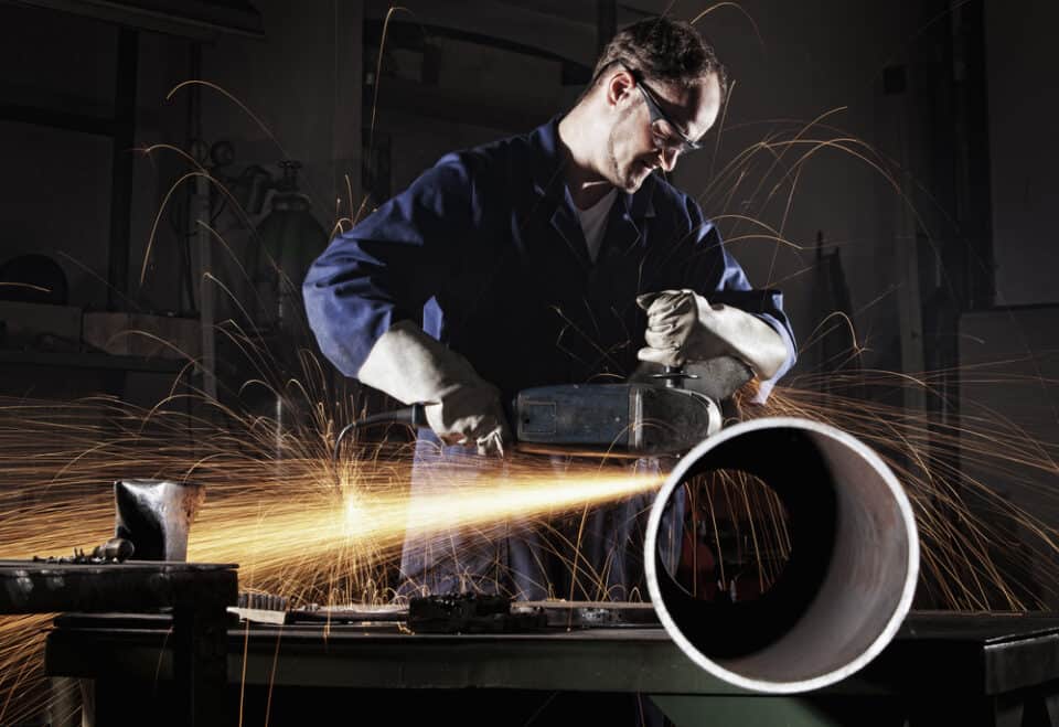 Steel tubular structures are manufactured in factories.